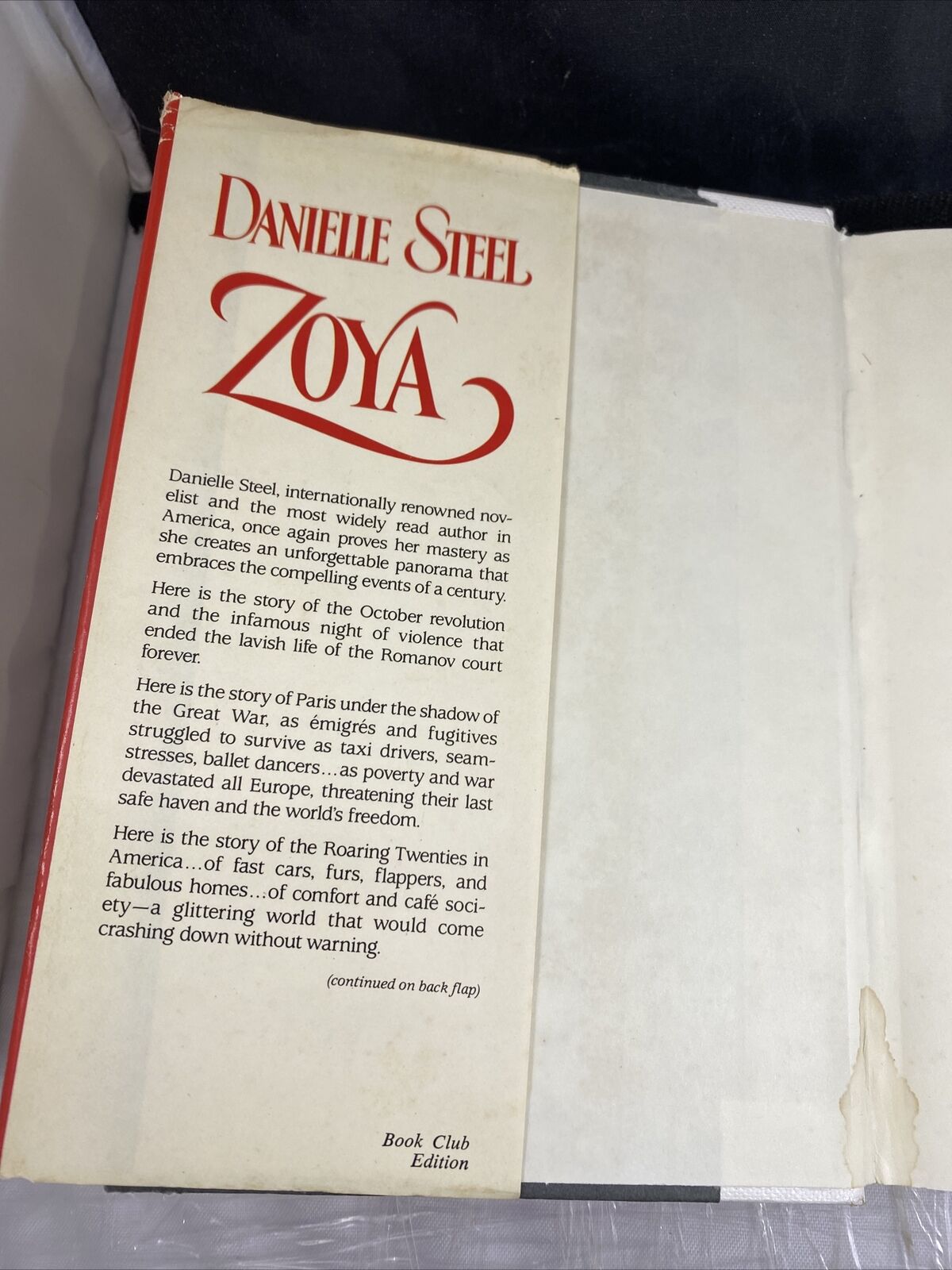 Danielle Steel Hardback "Zoya" (1988, Original dustcover) Vintage 80s Book Club