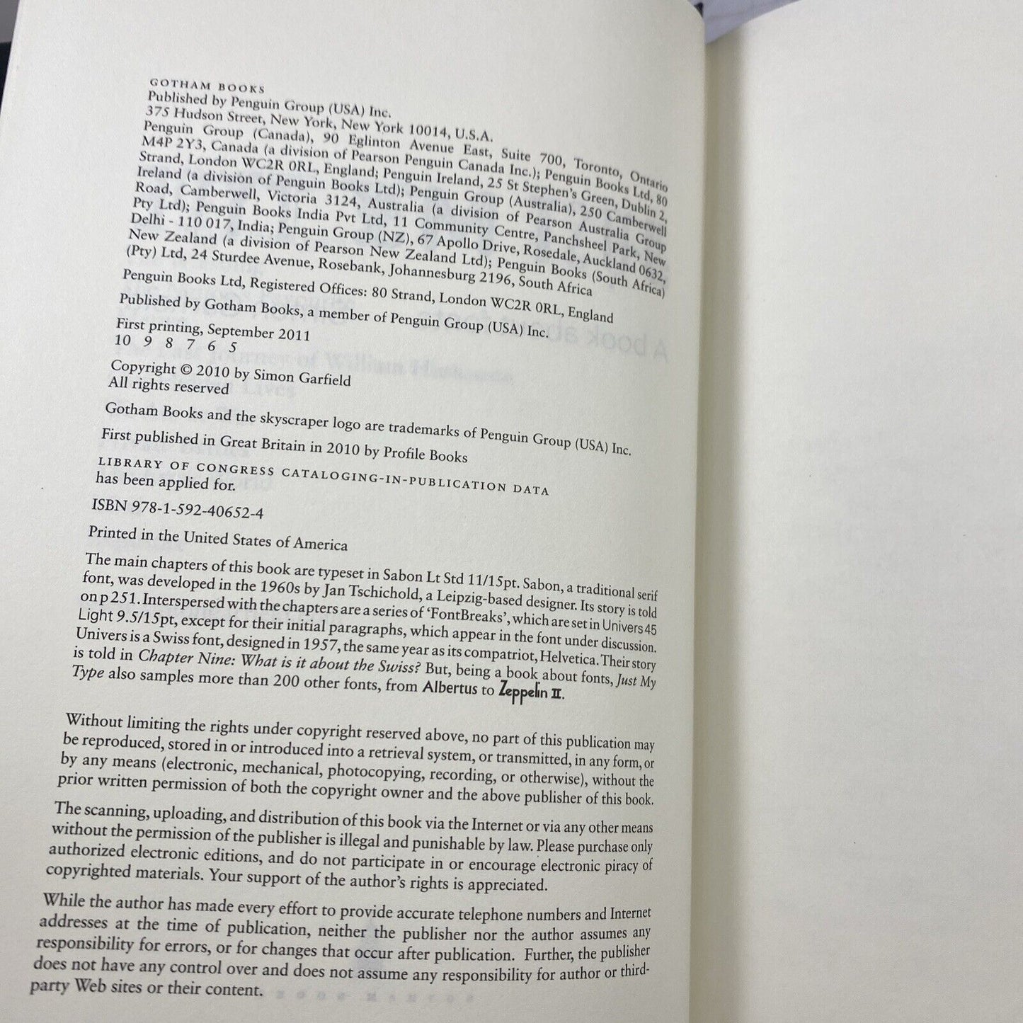 Just My Type: A Book about Fonts by Garfield, Simon Hardcovery Typography Book