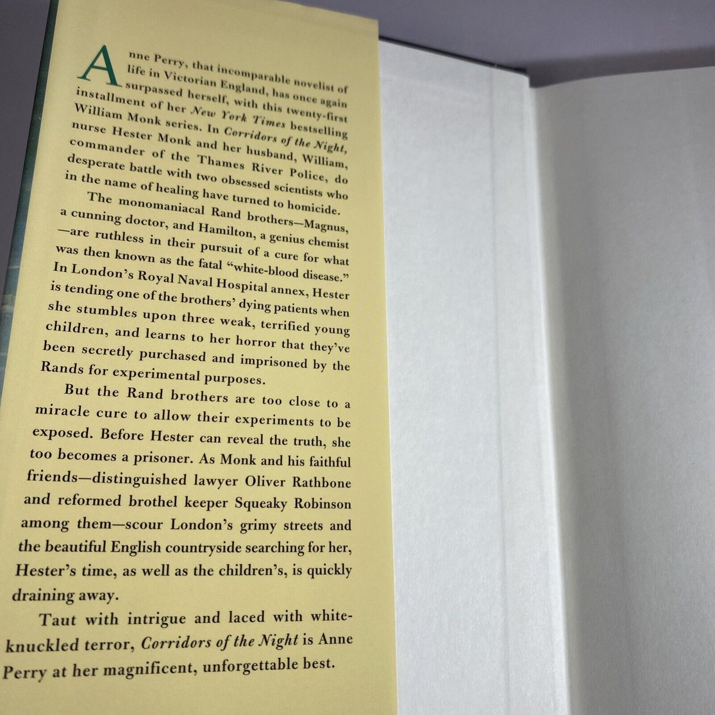 Corridors of the Night Hardcover Anne Perry Very Good Book Club Edition