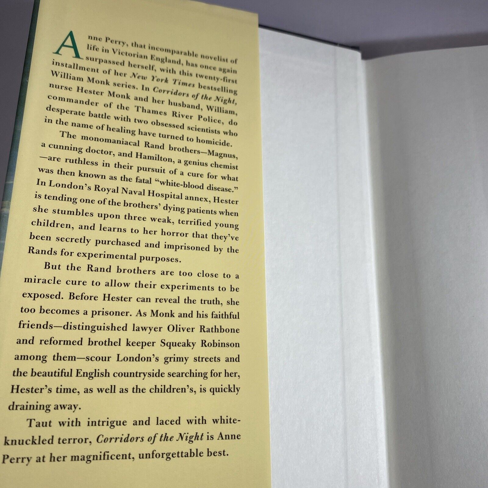 Corridors of the Night Hardcover Anne Perry Very Good Book Club Edition