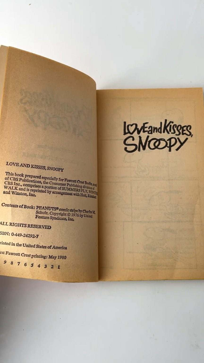 Love and Kisses Snoopy by Charles M. Schulz 1980 Illustrated Cartoon