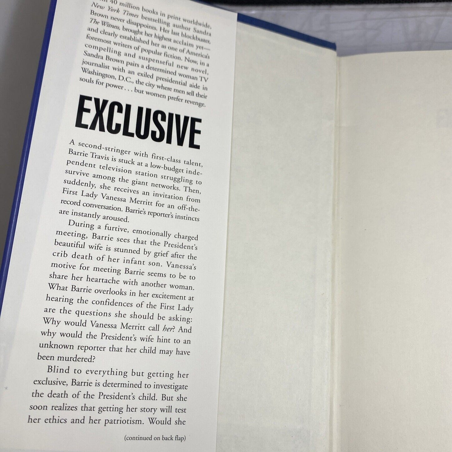 Exclusive - a novel by Sandra Brown Fiction Mystery Book Club Edition Very Good