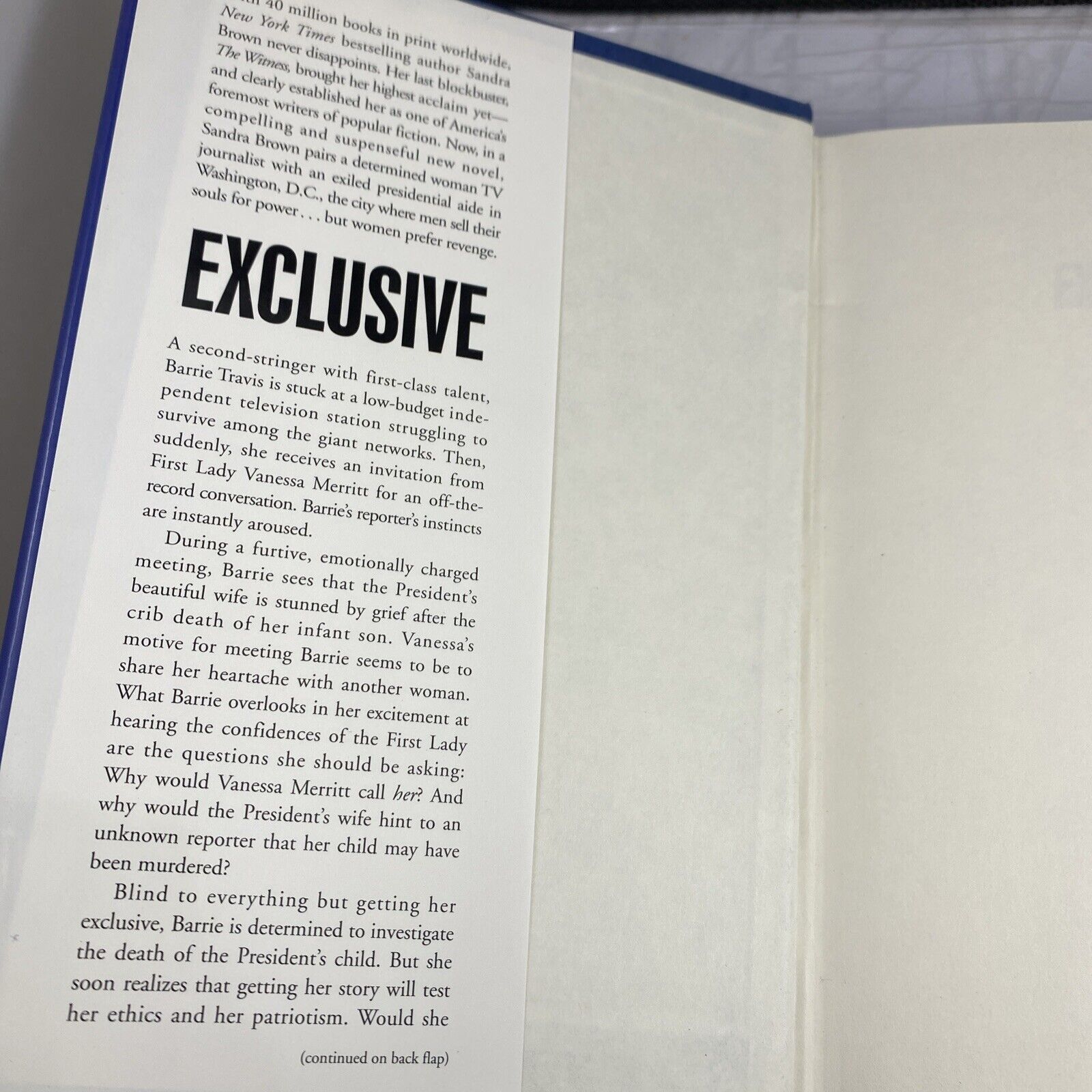 Exclusive - a novel by Sandra Brown Fiction Mystery Book Club Edition Very Good