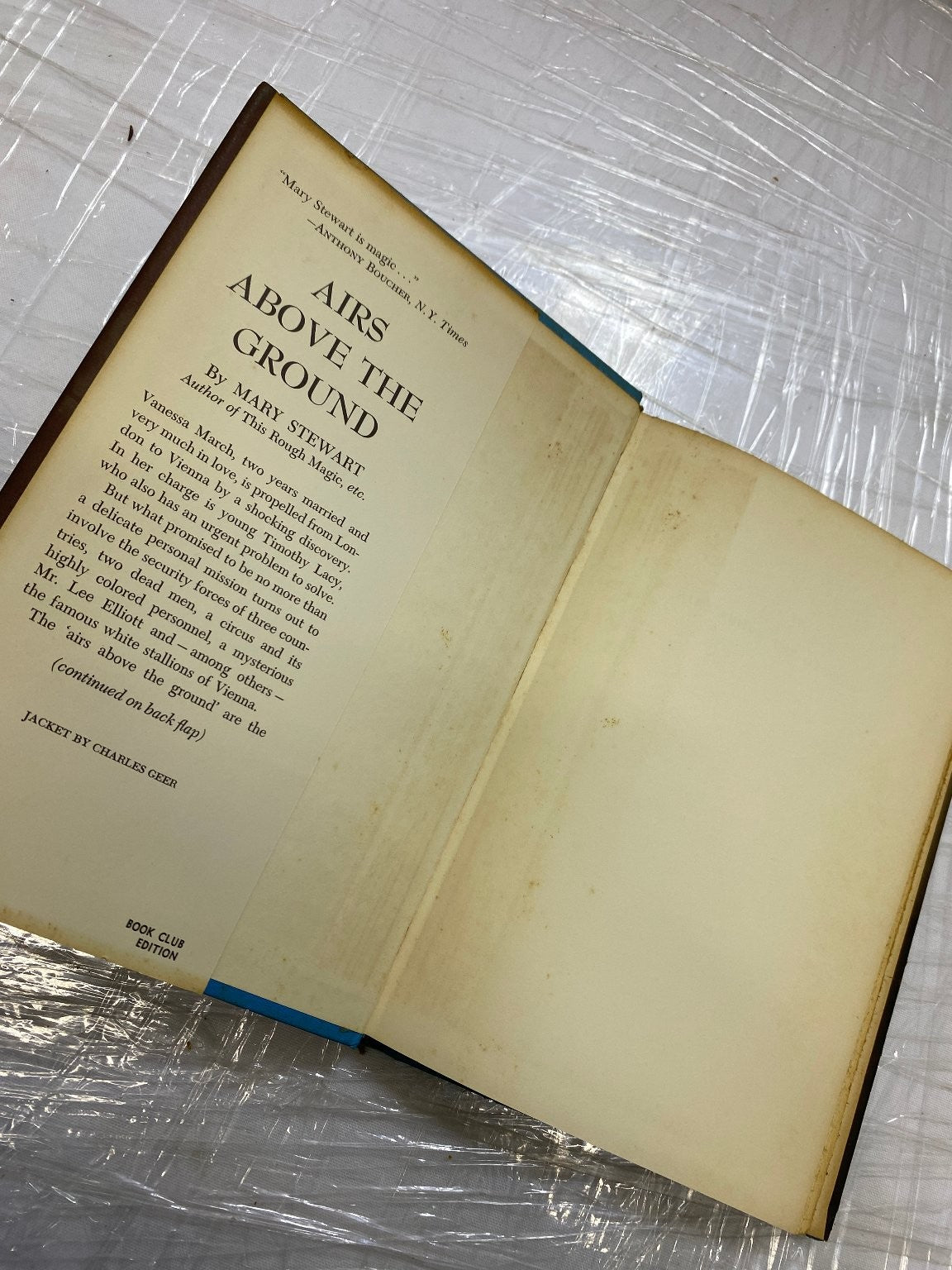 Airs Above the Ground Mary Stewart 1965 Book Club Edition Mystery