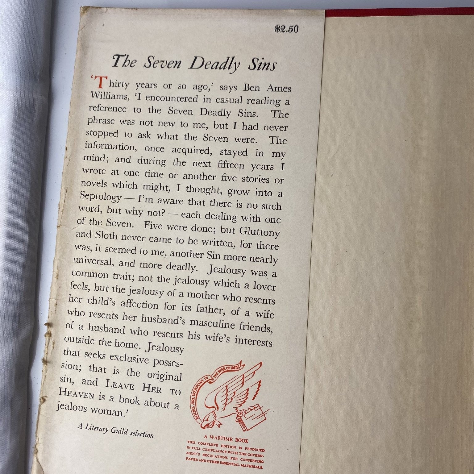 Leave Her to Heaven Ben Ames Williams 1944 1st Edition Fiction Houghton