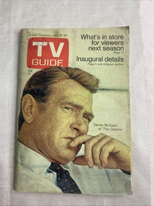 TV Guide January 18 1969 Vol 17 #3 Darren McGavin Cover, Los Angeles CA