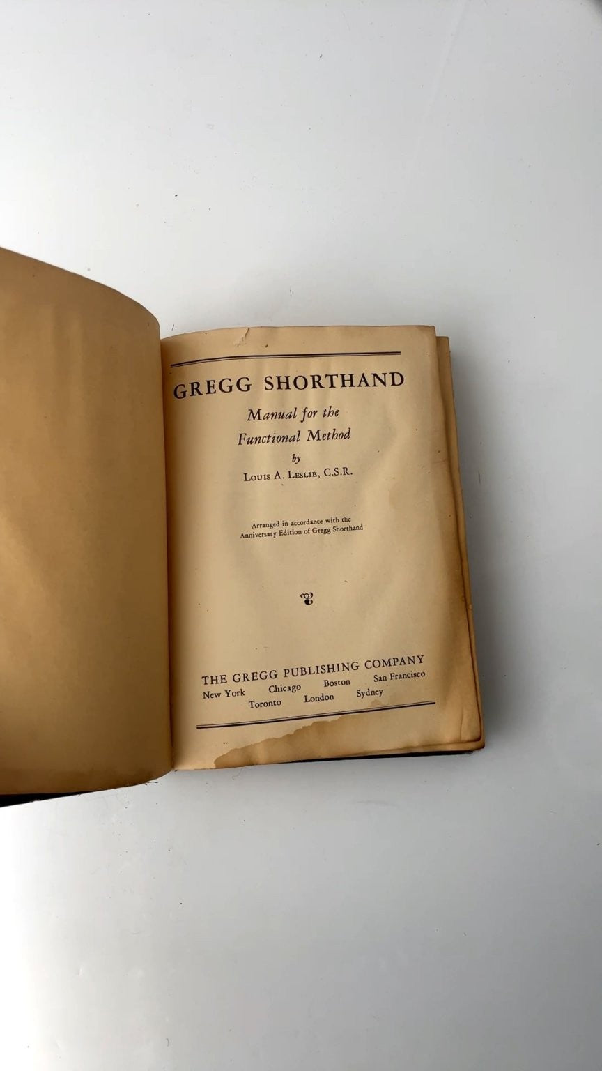 Gregg Shorthand Functional Method Louis A. Leslie Vintage Gregg Pub