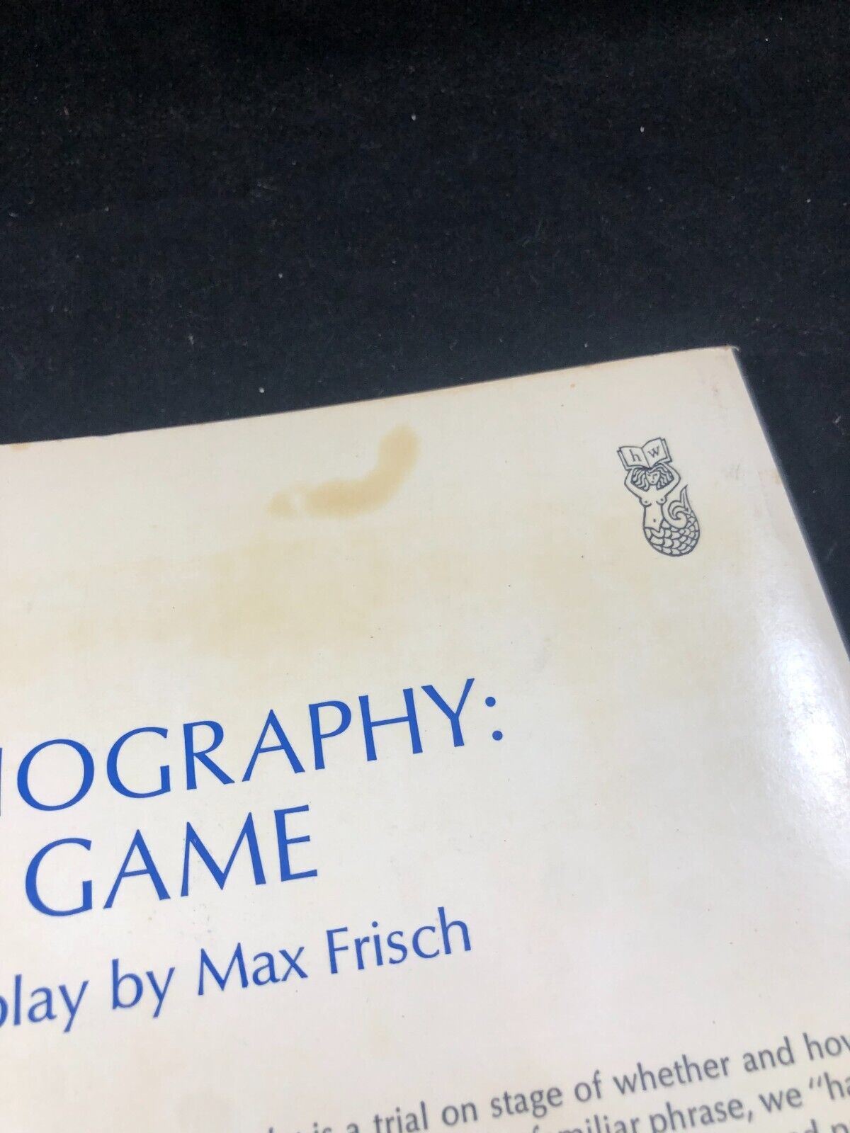 Biography A Game  Max Frisch. Good condition. First Edition