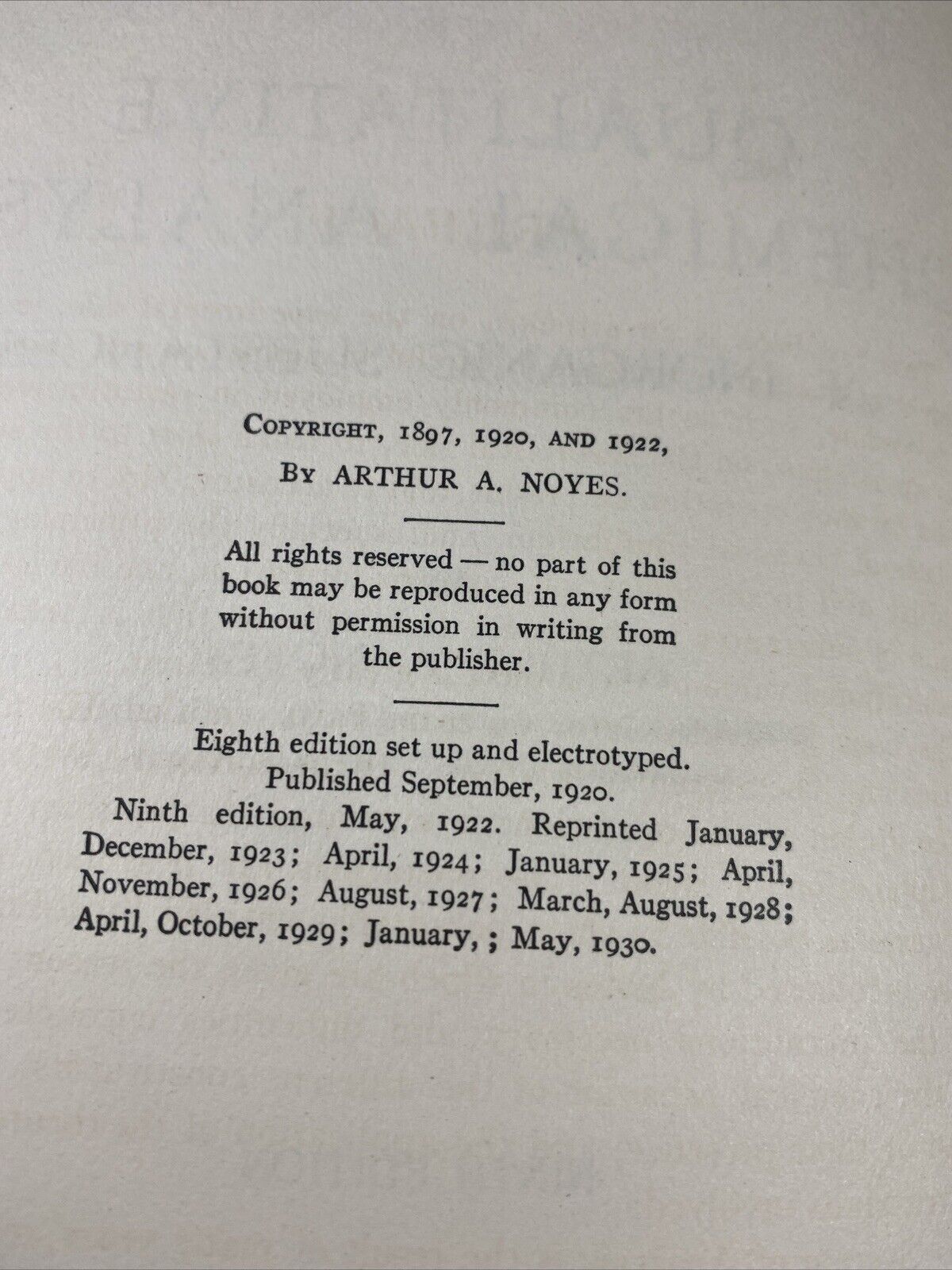 HARDCOVER "QUALITATIVE CHEMICAL ANALYSIS" 1930 Print SEE PICS BY LOUIS J. CURT