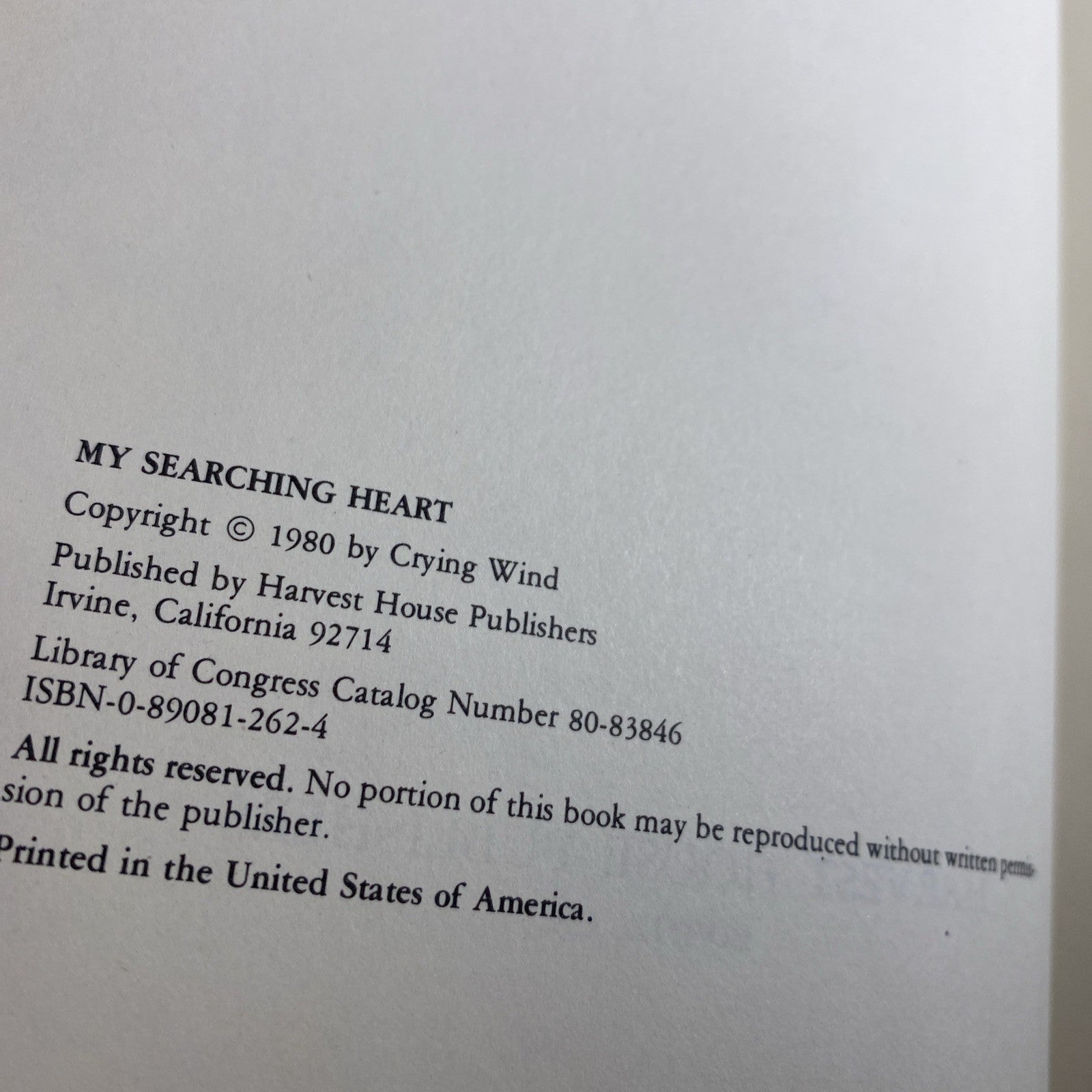 Native American Memoir Biography My Searching Heart - Crying Wind (Hardcover)