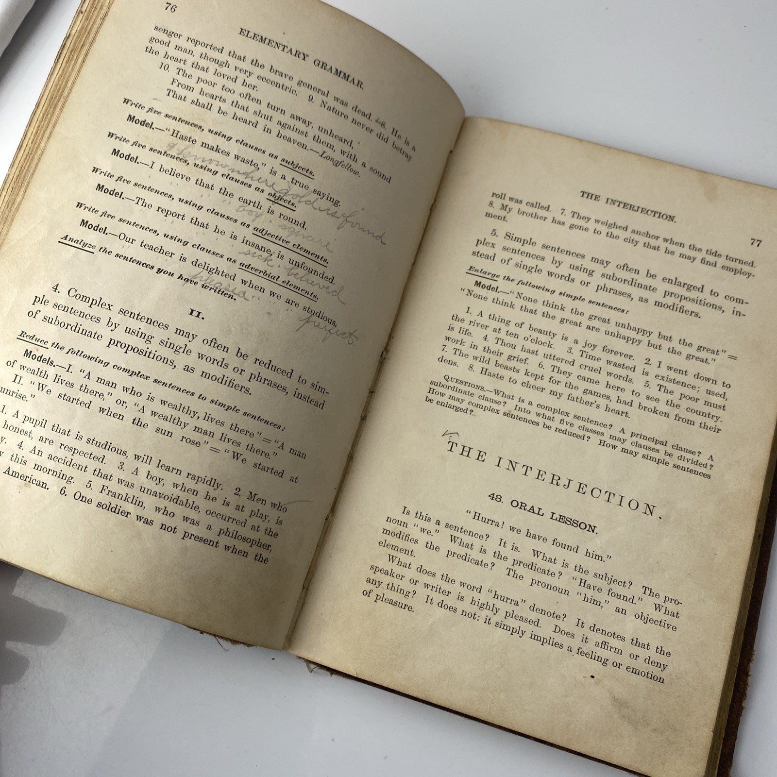 Harvey's Elementary Grammar and Composition Reader 1880 Antique Textbook English