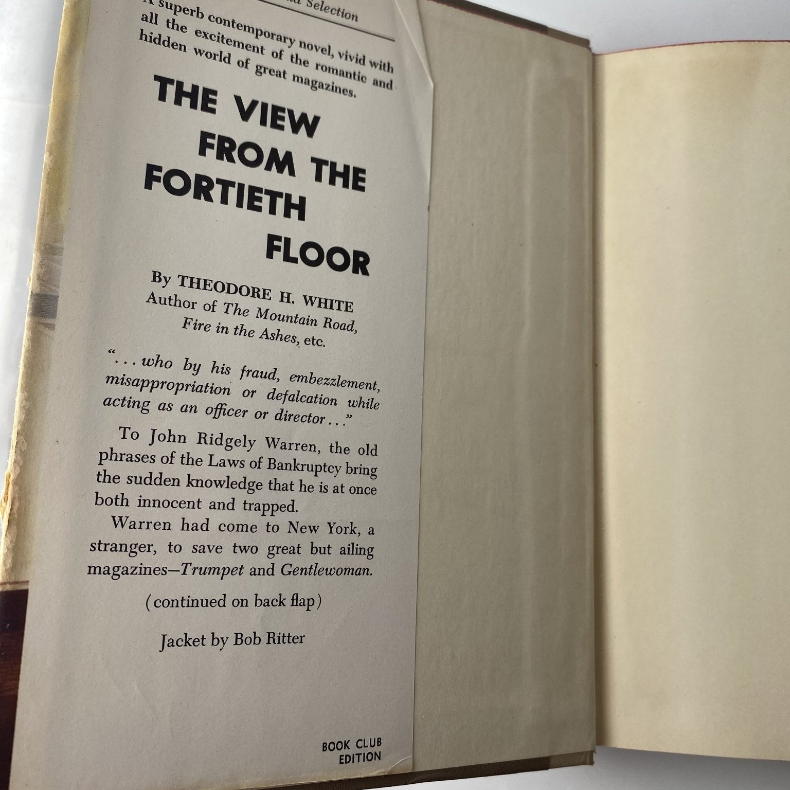 The View From the Fortieth Floor Theodore H. White 1960 Book Club Edition