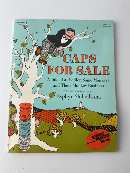 Vintage Caps For Sale Esphyr Slobodkina Children’s Book Softcover 1987 Reading R