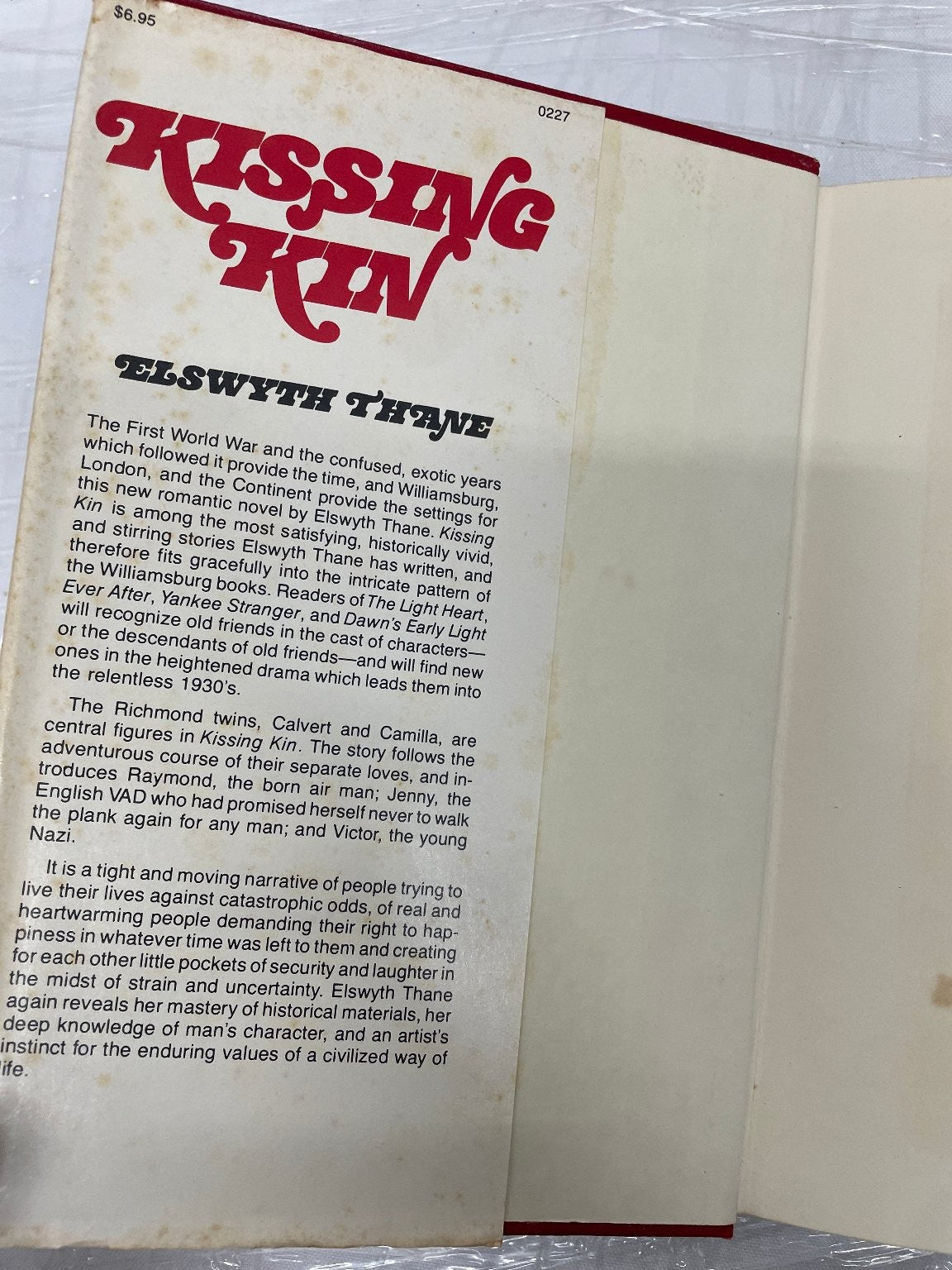 Kissing Kin Elswyth Thane 1948 First Edition Historical Fiction Novel