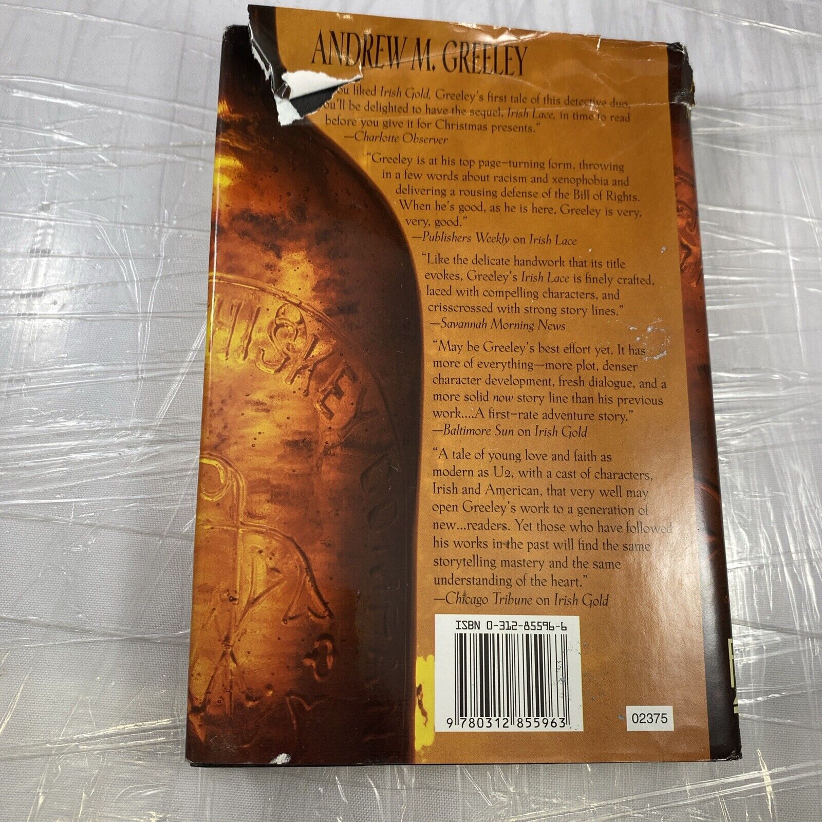 Irish Whiskey by Andrew M. Greeley (Hardcover 1998) Rare Forge Book Club Ed