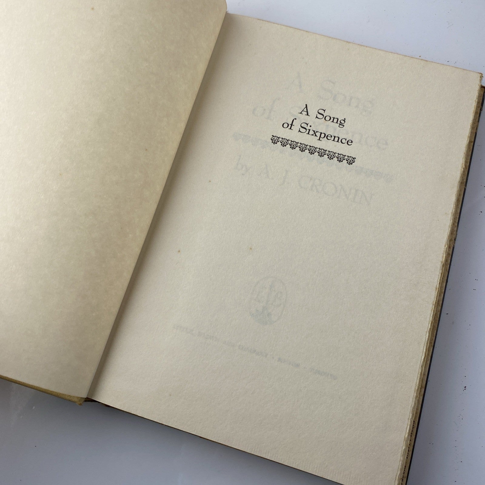 A Song Of Sixpence by A.J. Cronin 1964 Hardcover BCE First Edition Good Conditio