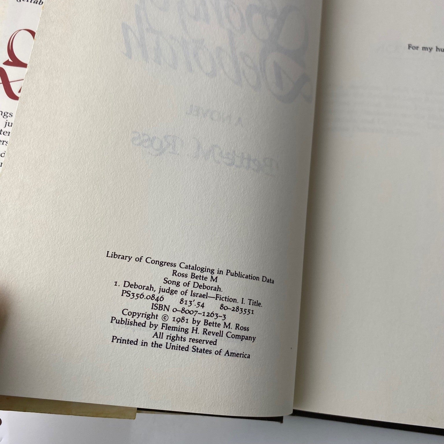 Song of Deborah Bette M. Ross 1981 First Edition Historical Novel Revell