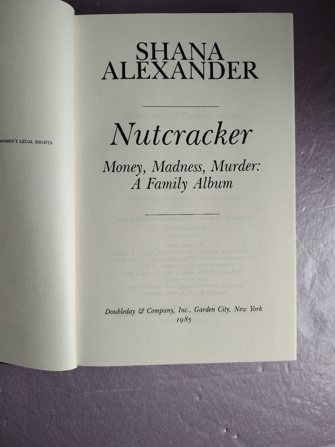 Nutcracker Shana Alexander 1985 True Crime Doubleday First Edition