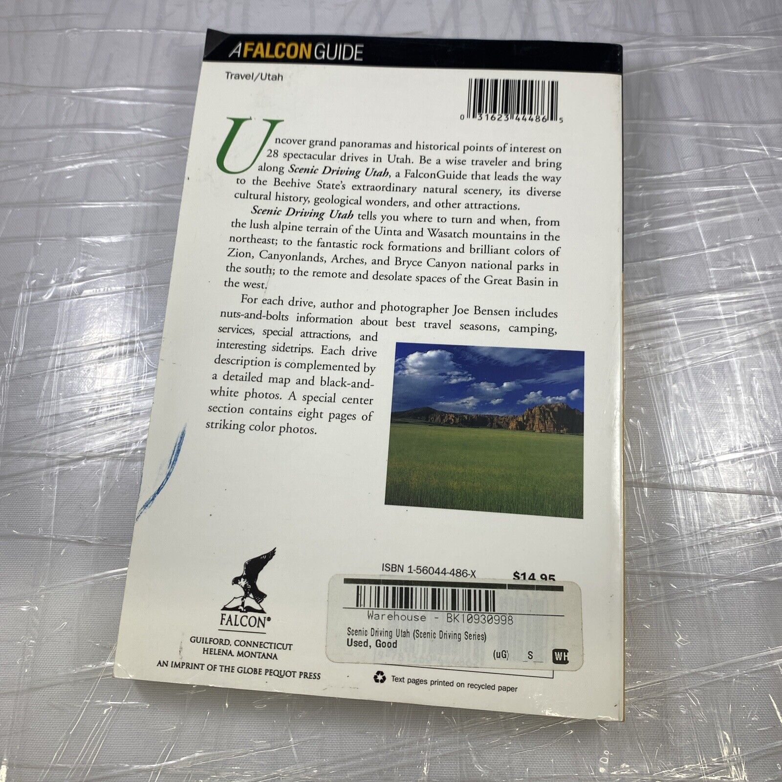 SCENIC DRIVING UTAH (SCENIC DRIVING SERIES) By Joe Bensen Travel Guide Book