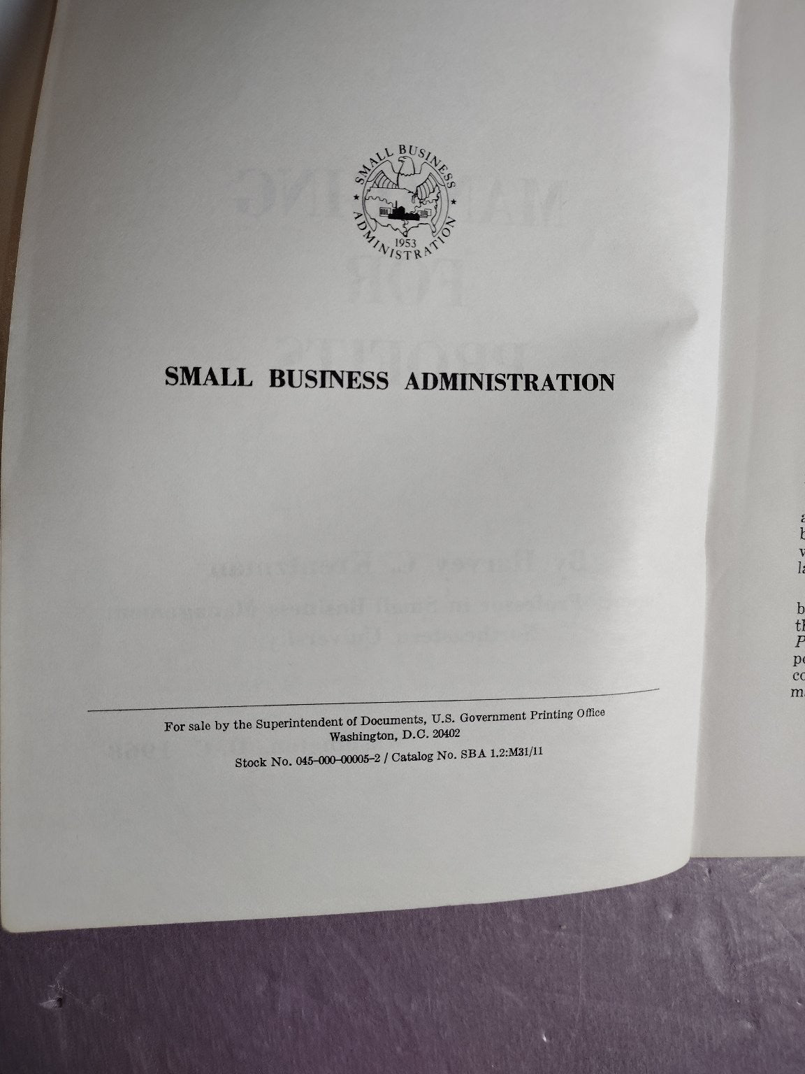 Managing For Profits Krentzman 1968 Small Business Administration Vintage