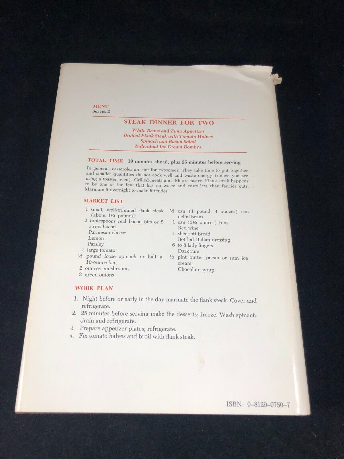 Vintage 1971 Family Circle Quick Menu Cookbook by Jean Hewitt