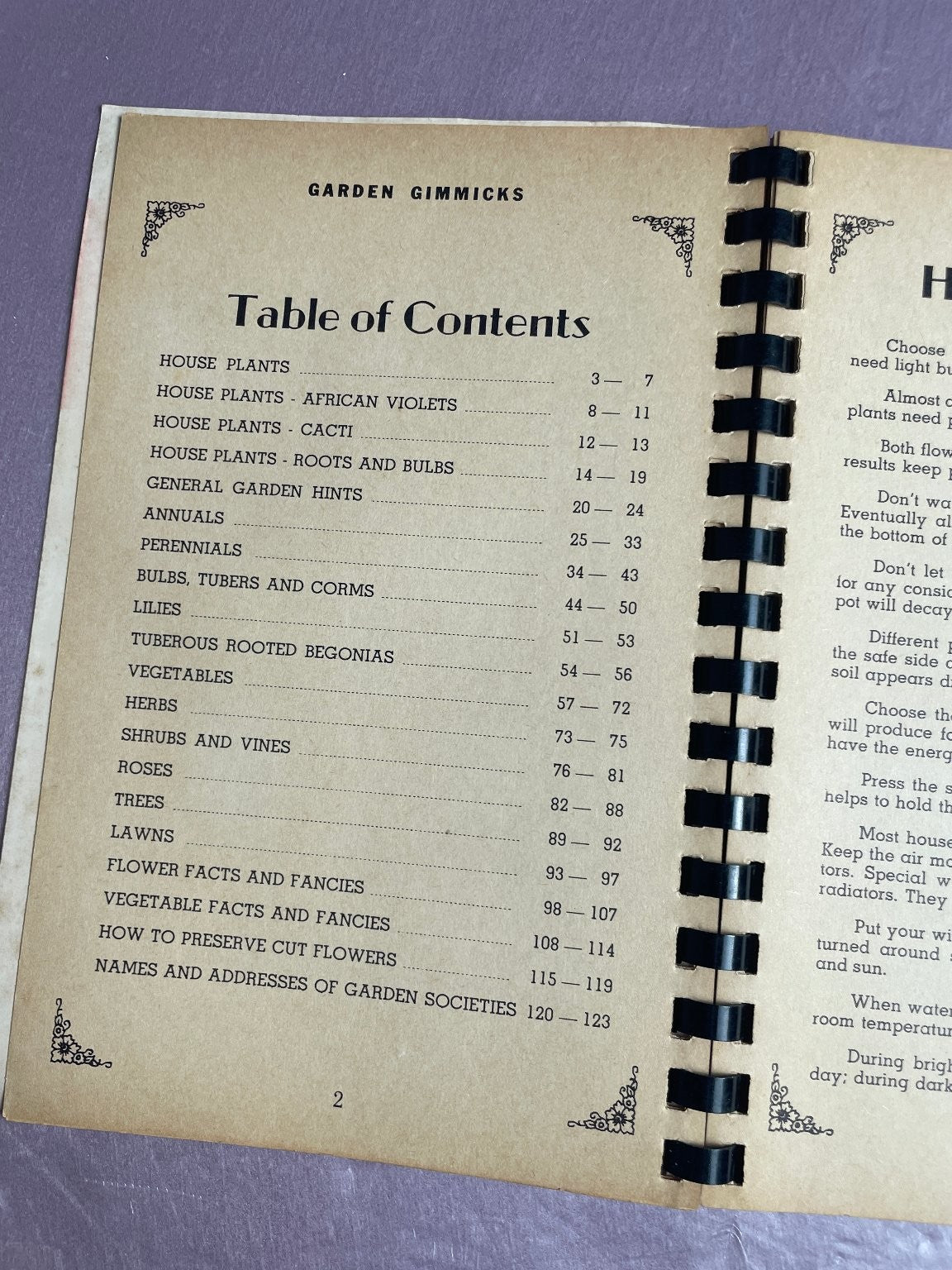 Garden Gimmicks 1953 Walsworth Bros. Vintage Gardening Guide Spiral Bound