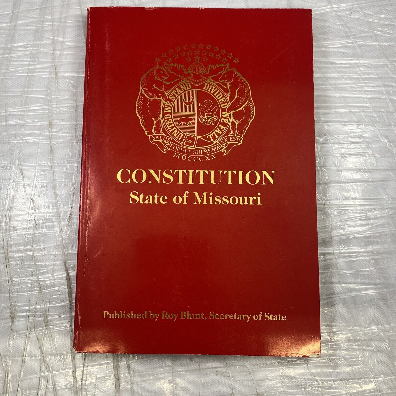 Constitution Of Missouri (Paperback) Revised Roy Blunt Red, Gold Letters