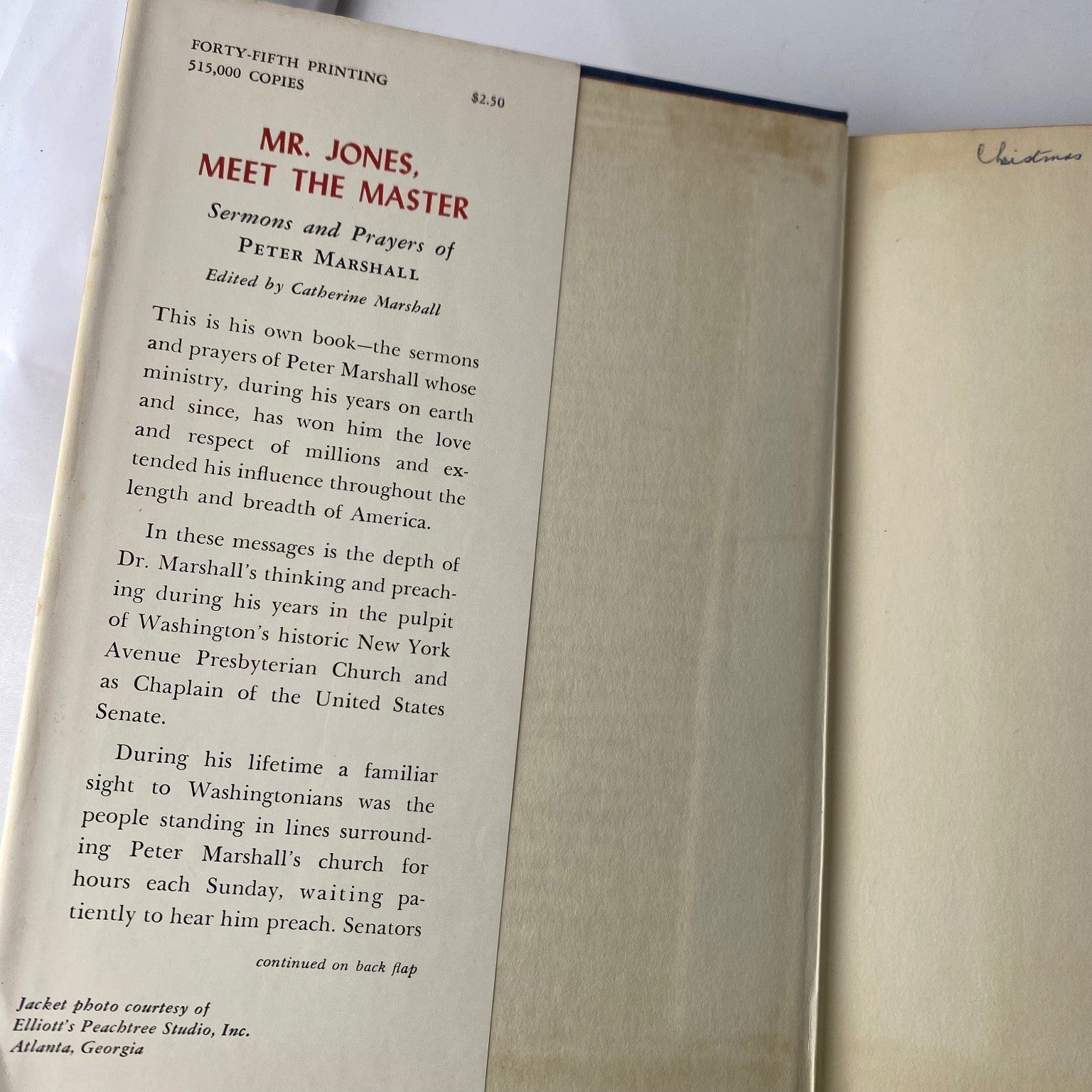 Mr Jones Meet The Master Peter Marshall 1950 45th Printing Sermons