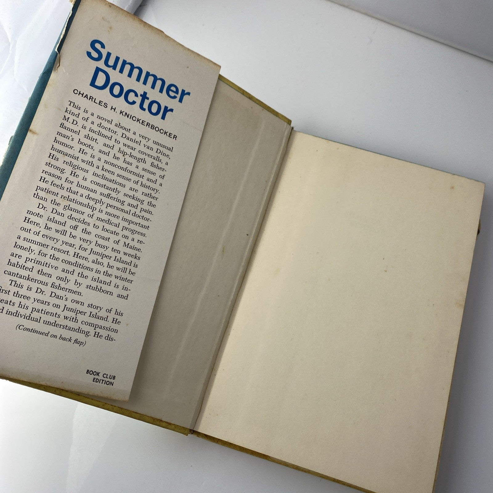 Summer Doctor By Charles H. Knickerbocker 1963 Book Club Edition Hard Cover W/DJ