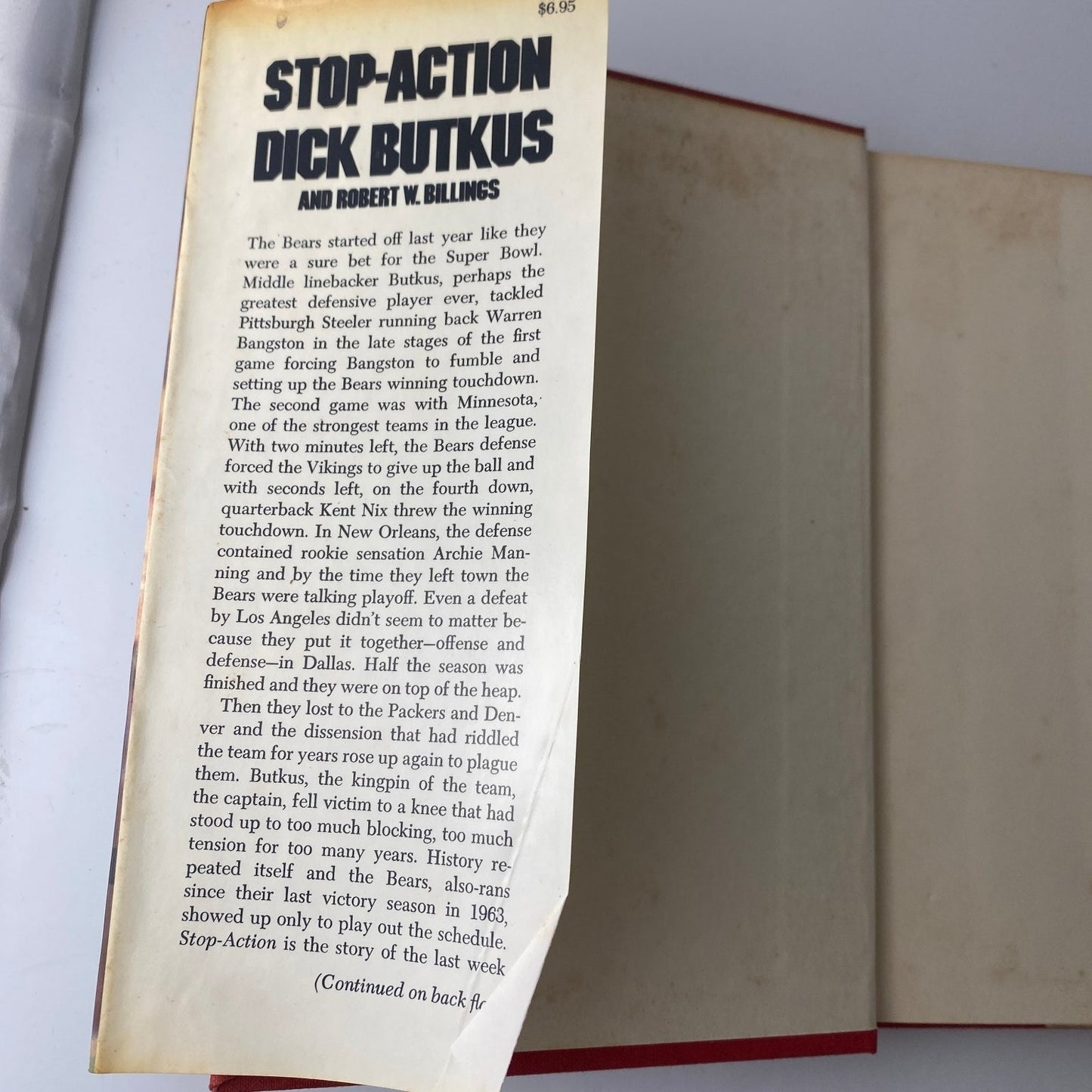 Stop-Action Dick Butkus 1972 First Edition Football Biography Dutton sports