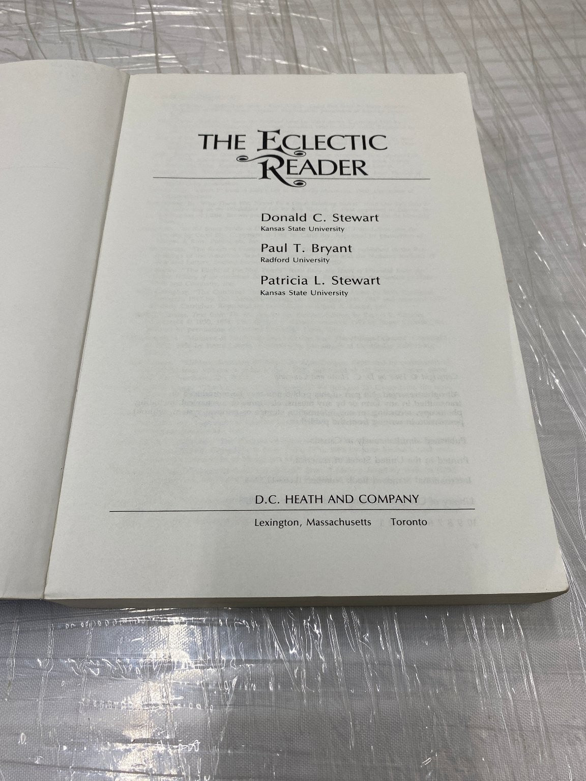 The Eclectic Reader Stewart Bryant 1988 Paperback D.C. Heath
