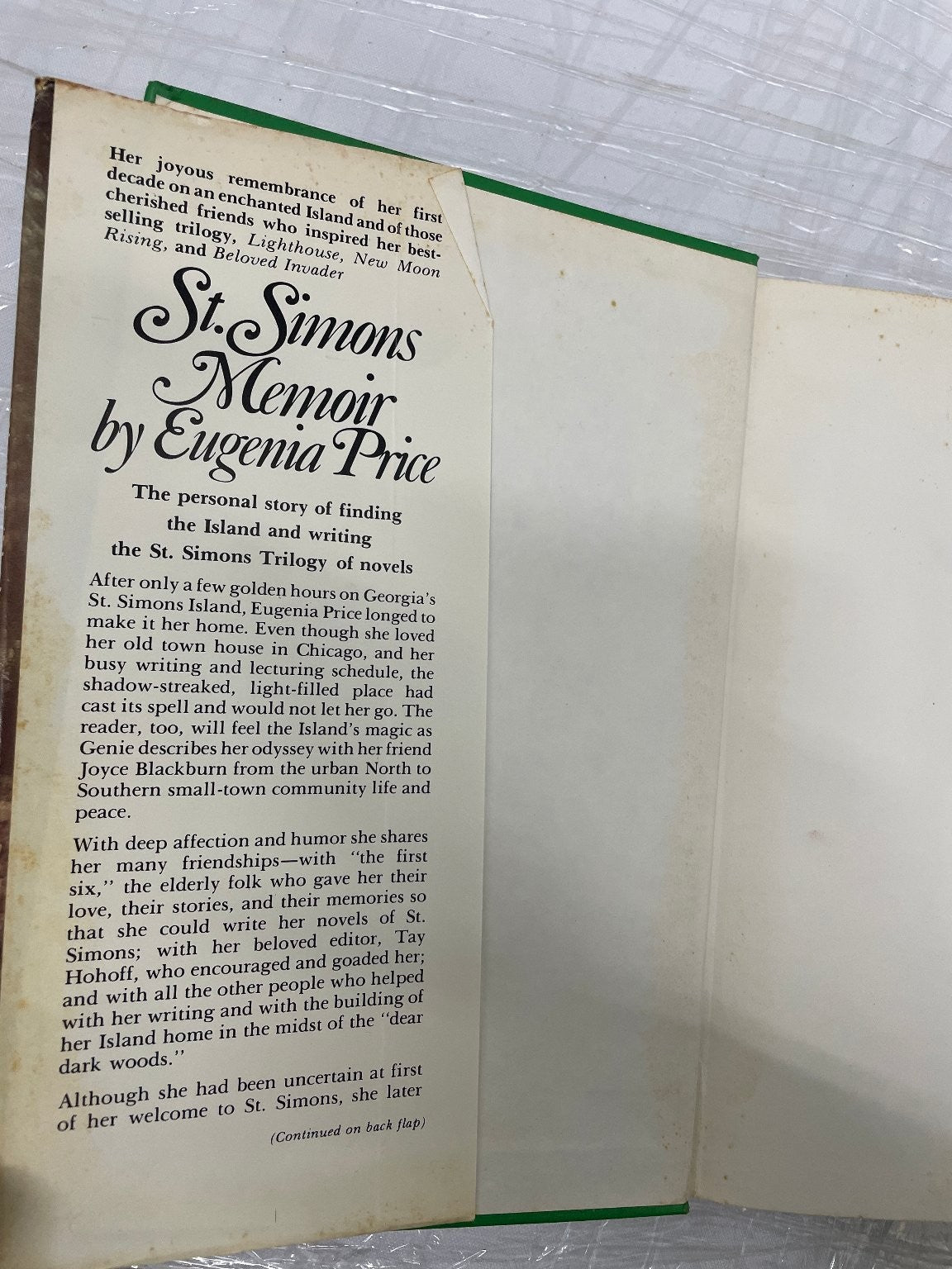 St. Simons Memoir Eugenia Price First Edition 1978 Historical Fiction First