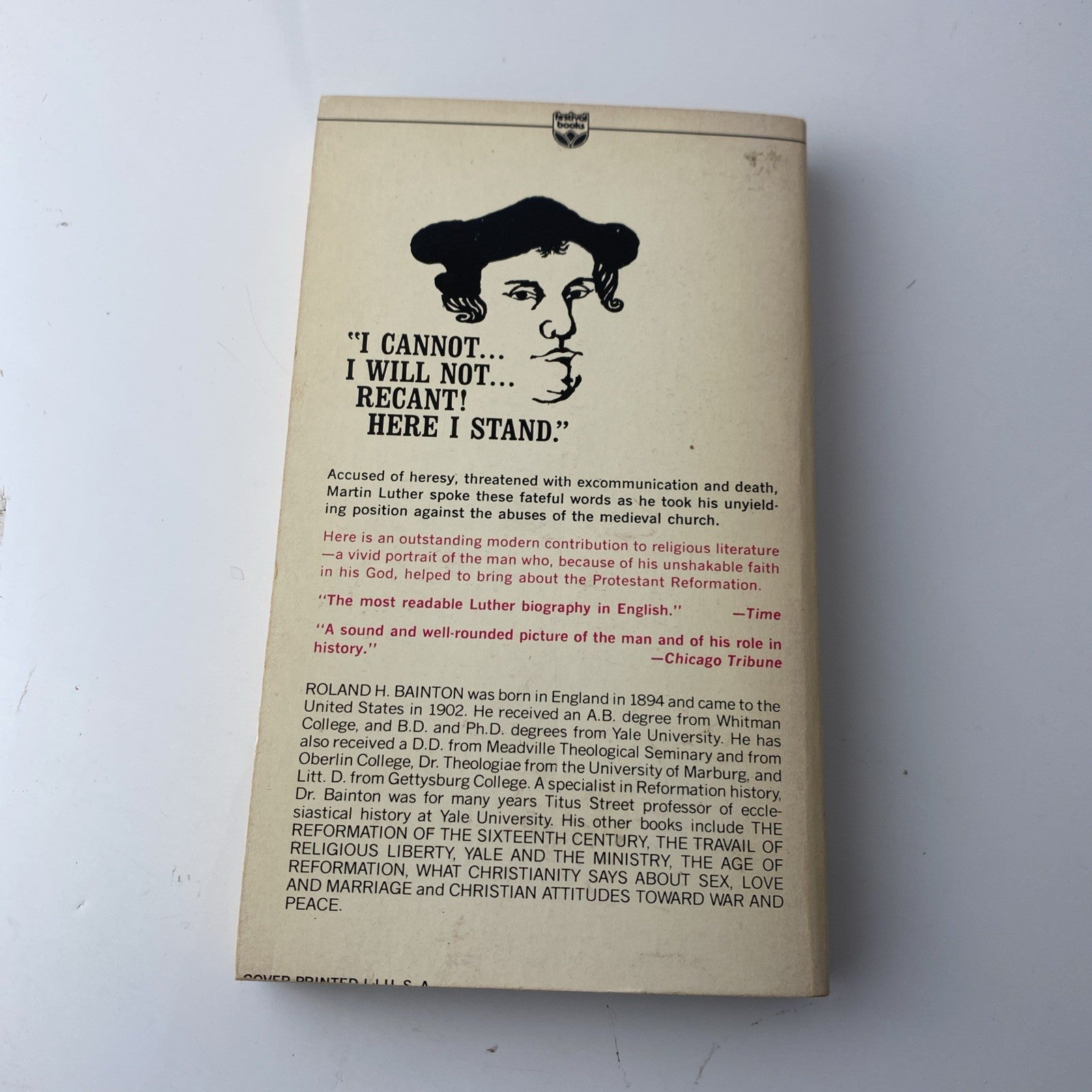 Here I Stand, A Life Of Martin Luther, Ronald Bainton,  Vintage Historical Fict