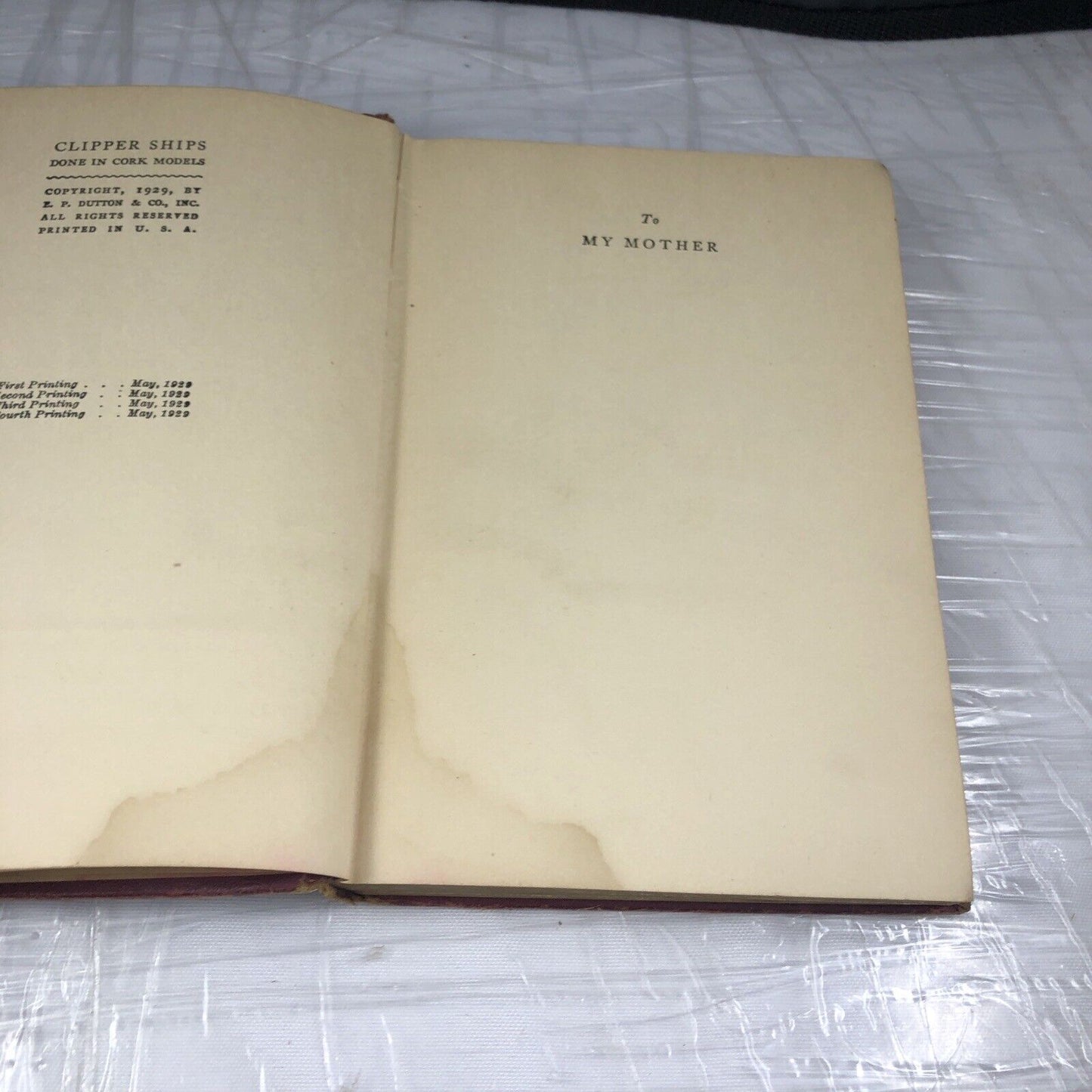 CLIPPER SHIPS DONE IN CORK MODELS (1929) By Peter Adams HC Book in Good Cond.