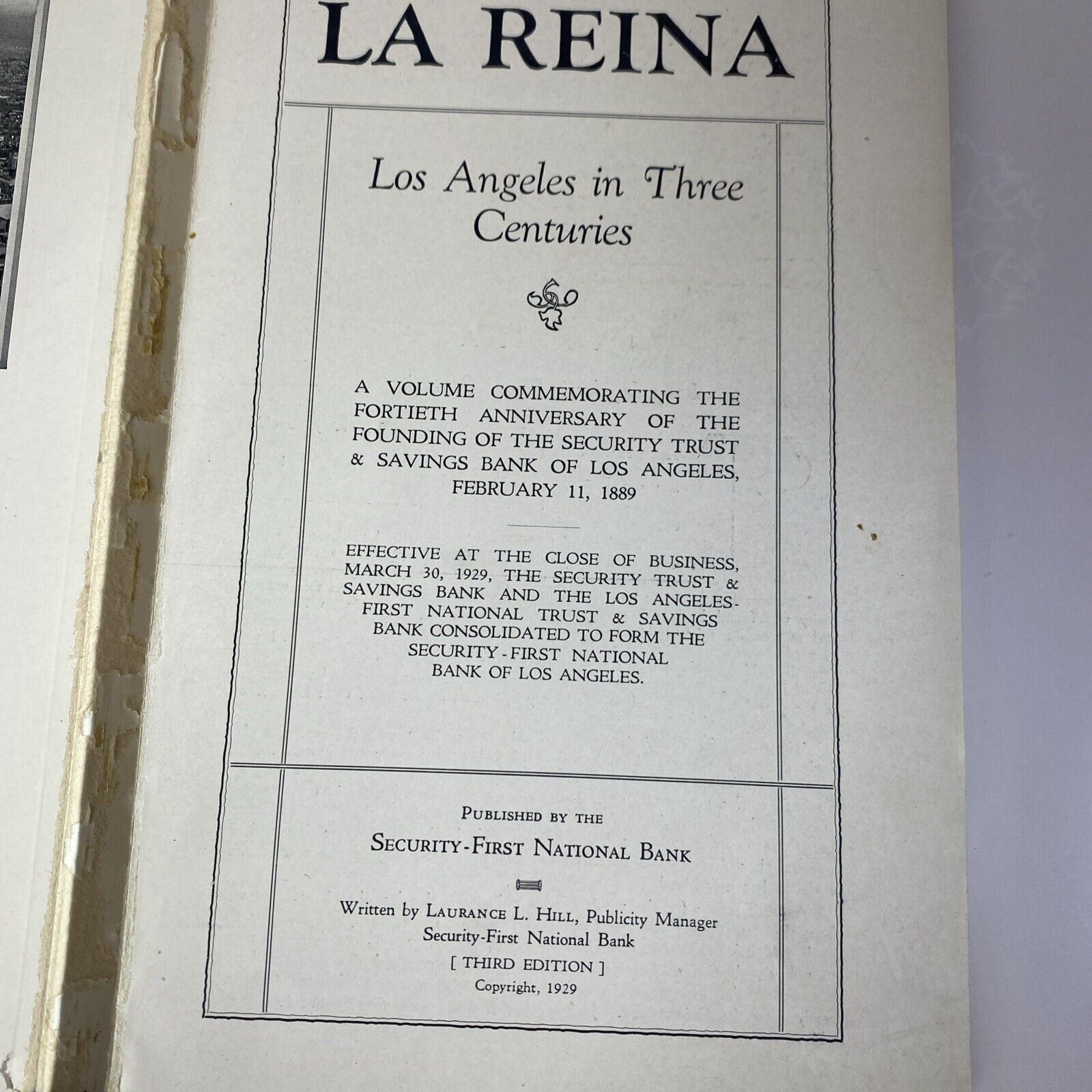 La Reina Los Angeles California Historical Photos History Book, 1932 Paperback
