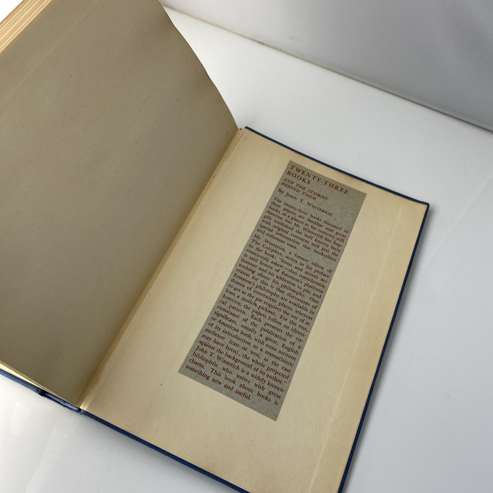 WINTERICH, JOHN TRACY (1891-1970) Twenty-Three Books and the Stories Behind Them