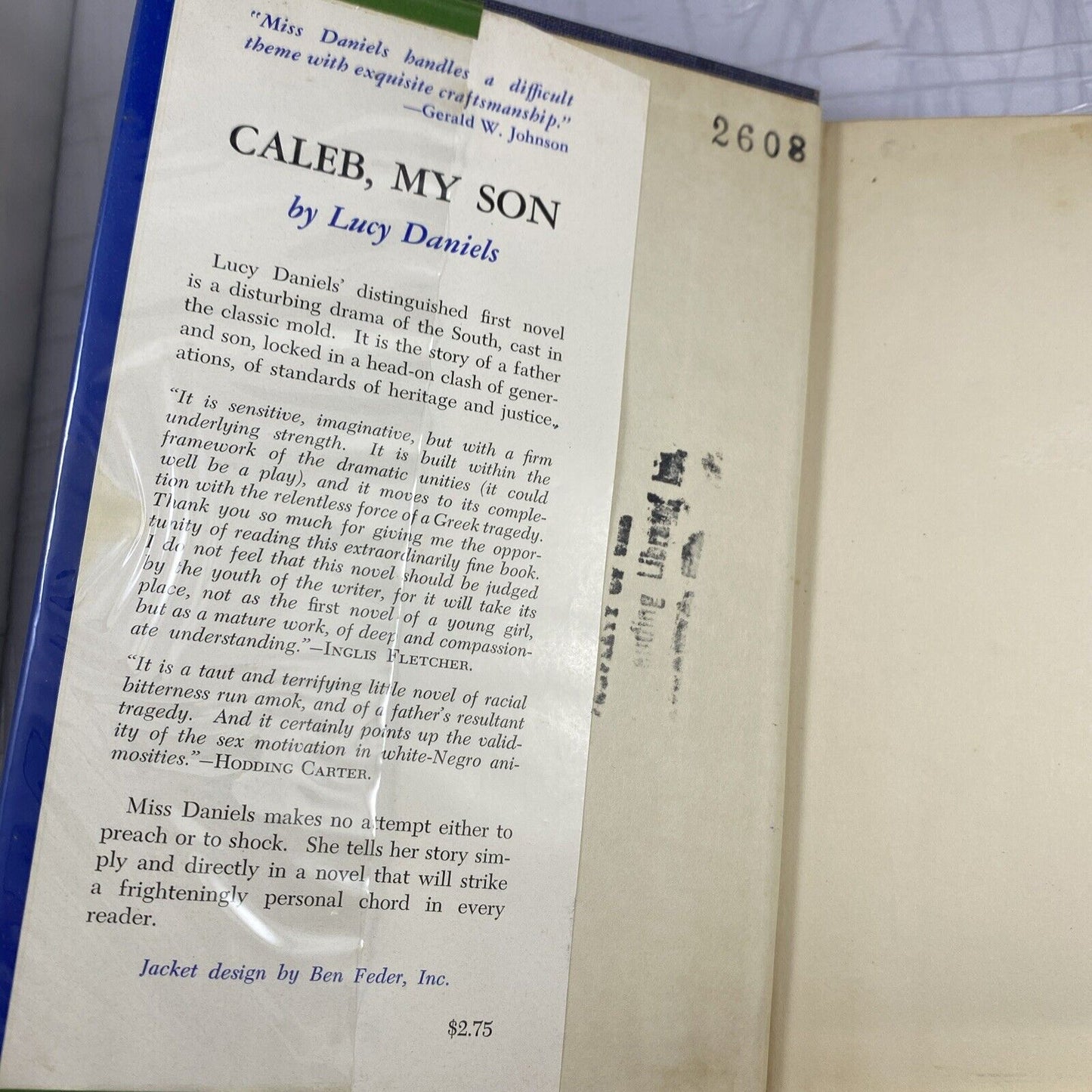 Caleb, My Son 1956 Lucy Daniels Novel of Racial Inequality Historical Fiction 1s