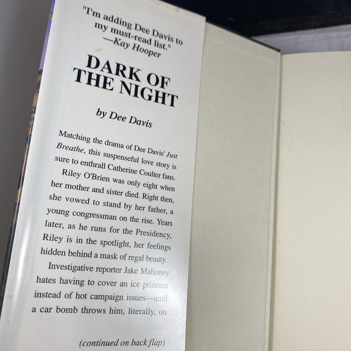 Dark of the Night By Dee Davis Preowned Hard Back Book Mystery Thriller BCE