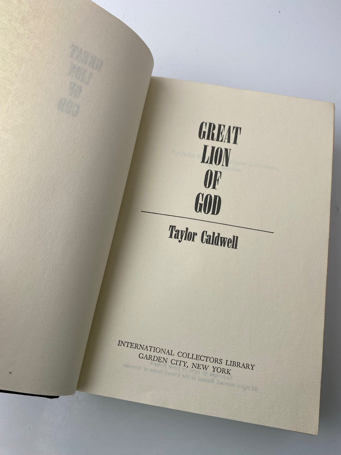 Great Lion of God Taylor Caldwell International Collectors Library
