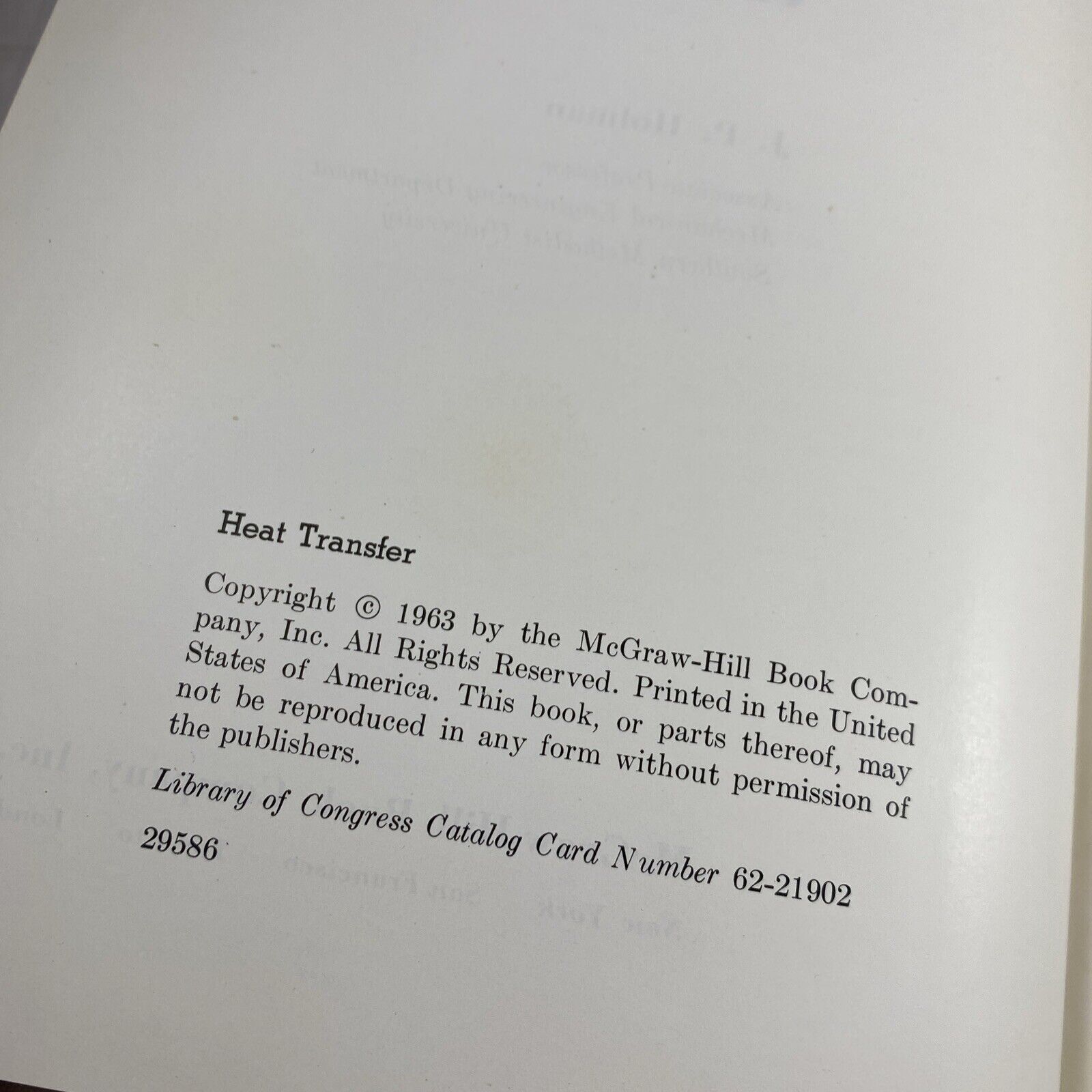 Heat Transfer J.P. Holman McGraw Hill 1963 Vintage 60s Science College Textbook