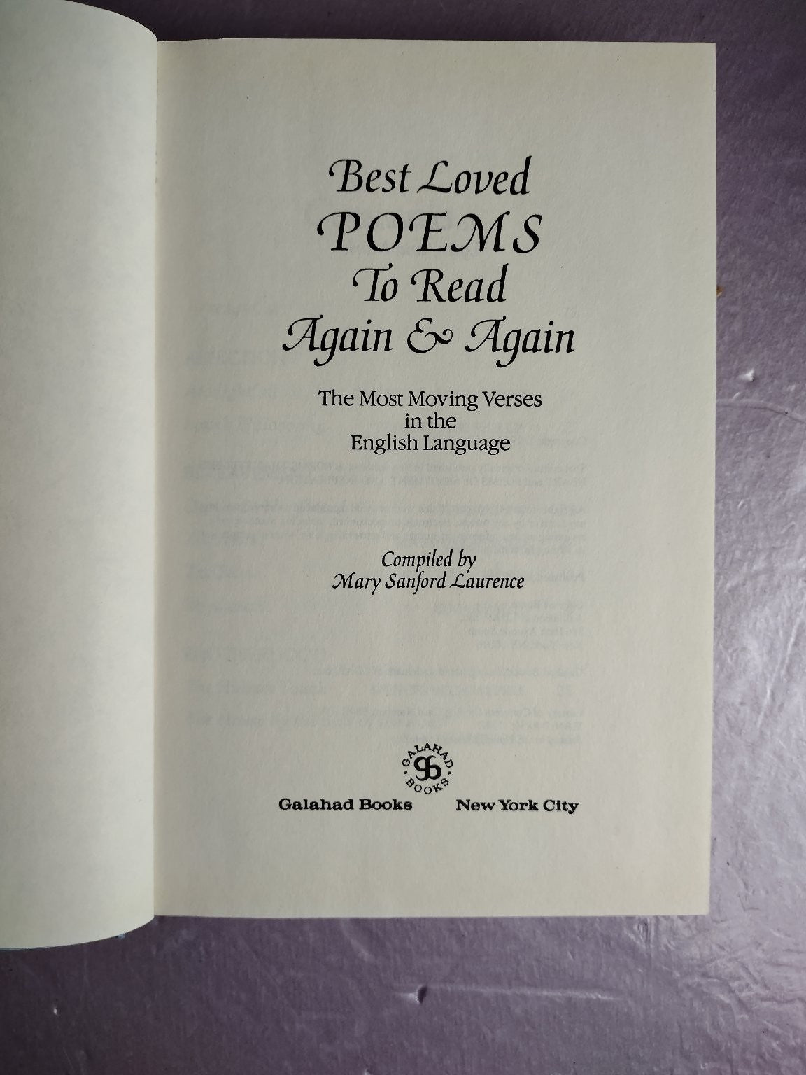Best Loved Poems Again & Again Mary Sanford Laurence Galahad Books Poetry
