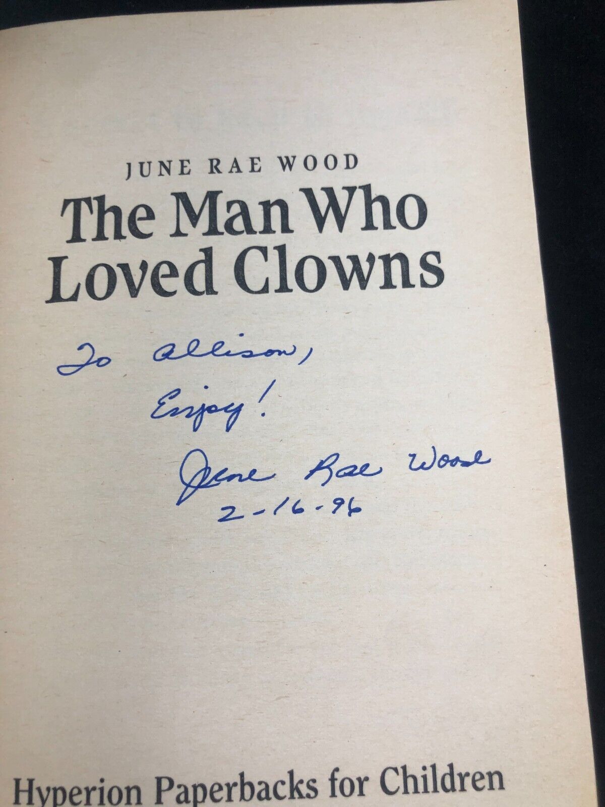 The Man Who Loved Clowns by Wood, June Rae 1st Edition SIGNED