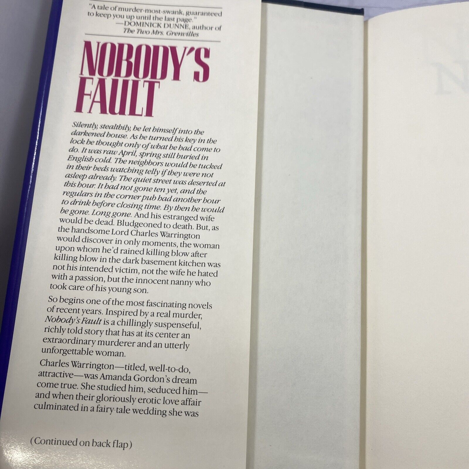 Nobodys Fault - Hardcover By Holmes, Nancy - GOOD BCE Bantam Books