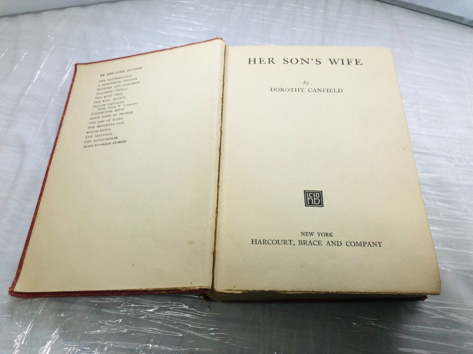 Antique novel 1926 set in america Her Son's Wife Dorothy Canfield HC