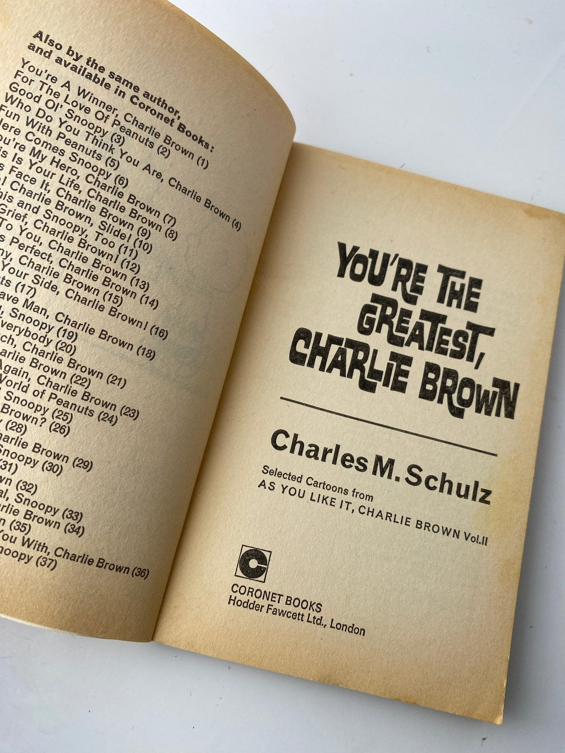 You're the Greatest, Charlie Brown by Charles M. Schulz 1971 Illustrated