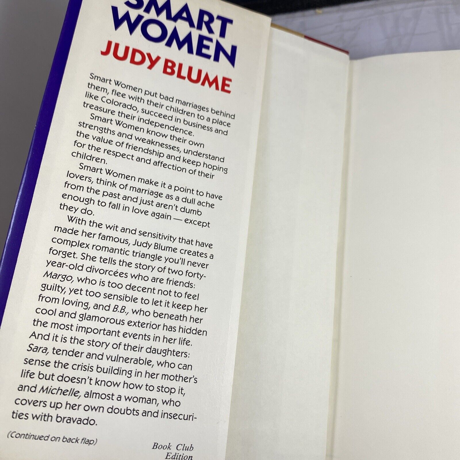 Smart Women Hardcover Judy Blume Vintage Book Club Edition Very Good