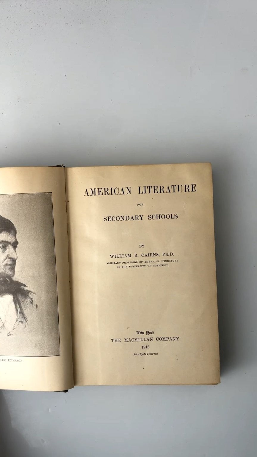 American Literature for Secondary Schools by William B. Cairns 1916