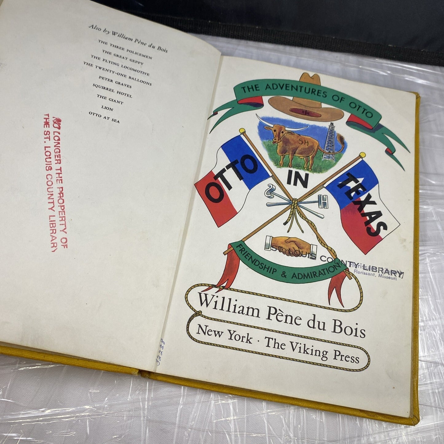 Otto In Texas William Pene Du Bois Vintage 50s EX LIBRARY REBOUND RARE KIDS Book