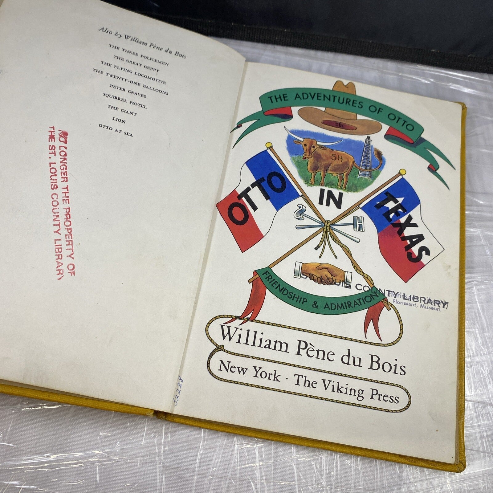 Otto In Texas William Pene Du Bois Vintage 50s EX LIBRARY REBOUND RARE KIDS Book