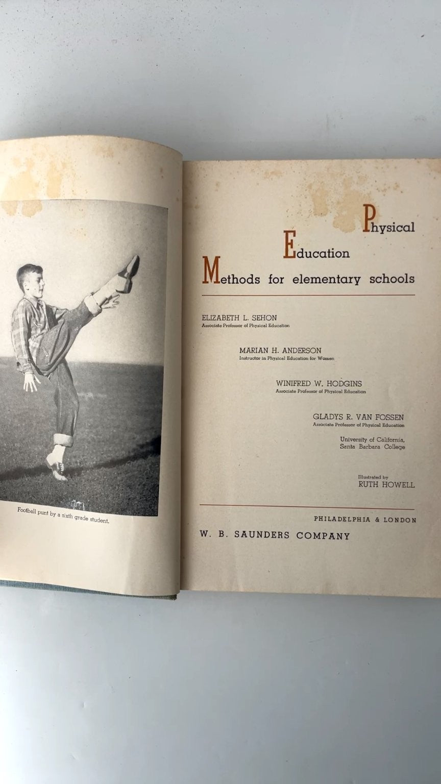 Physical Education Methods for Elementary Schools Sehon 1948 Illustrated